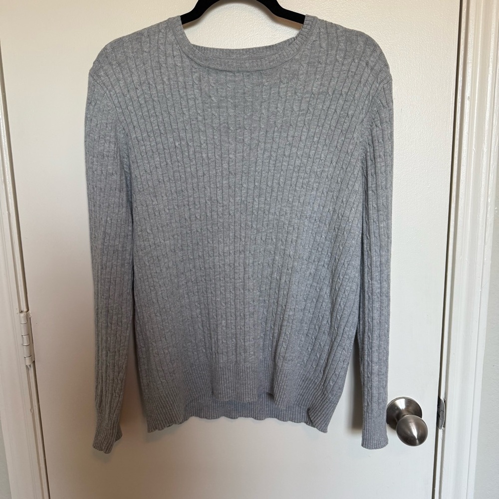 Kim Rogers Light Gray Cable Knit Sweater